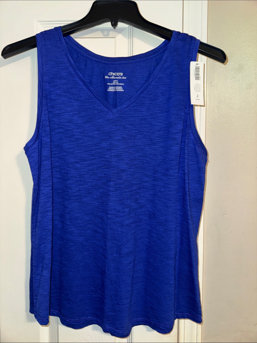 Chico's Sleeveless V-Neck Tank Top - Royal Blue